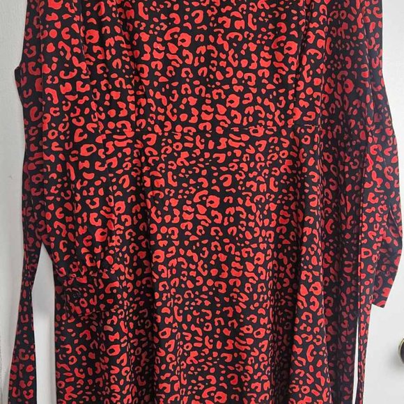 Shein Curve, Red and Black animal print dress with tie for waist, 3X - Picture 8 of 9
